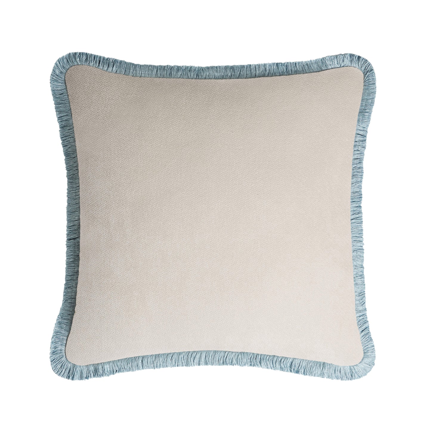 HAPPY PILLOW | Velvet Cushion DIRTY WHITE & LIGHT BLUE