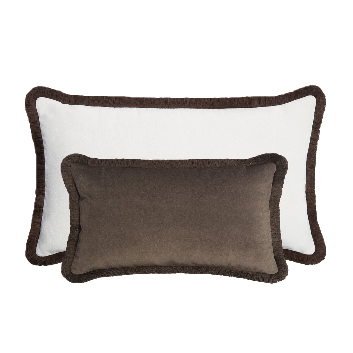 BED PILLOW | Velvet Cushion DIRTY WHITE & CHOCOLATE