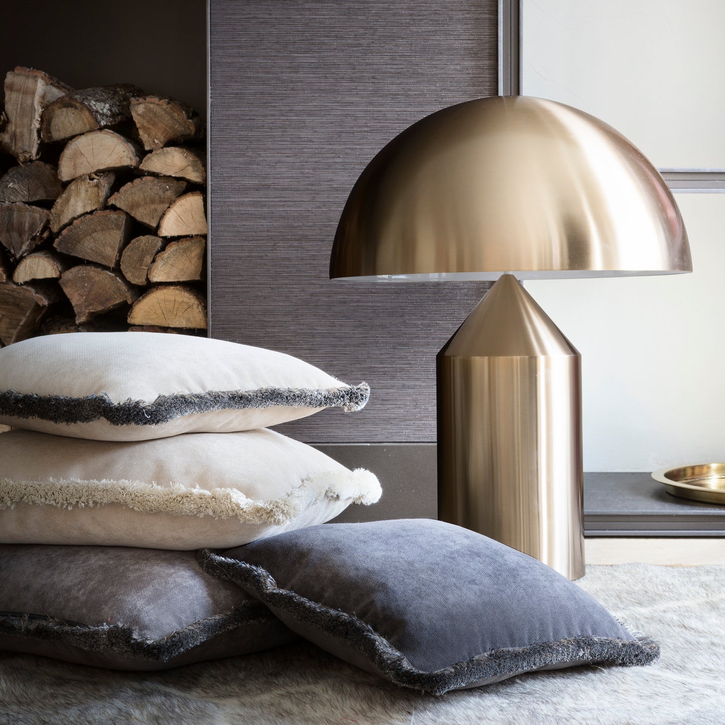 HAPPY PILLOW | Multicolor fringes GREY