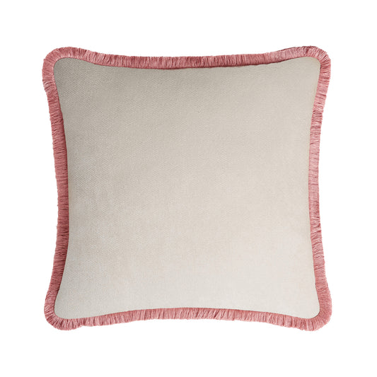 HAPPY PILLOW | Velvet Cushion DIRTY WHITE & PINK