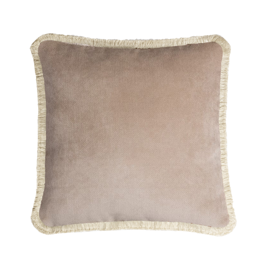 HAPPY PILLOW | Velvet Cushion BEIGE & CREAM