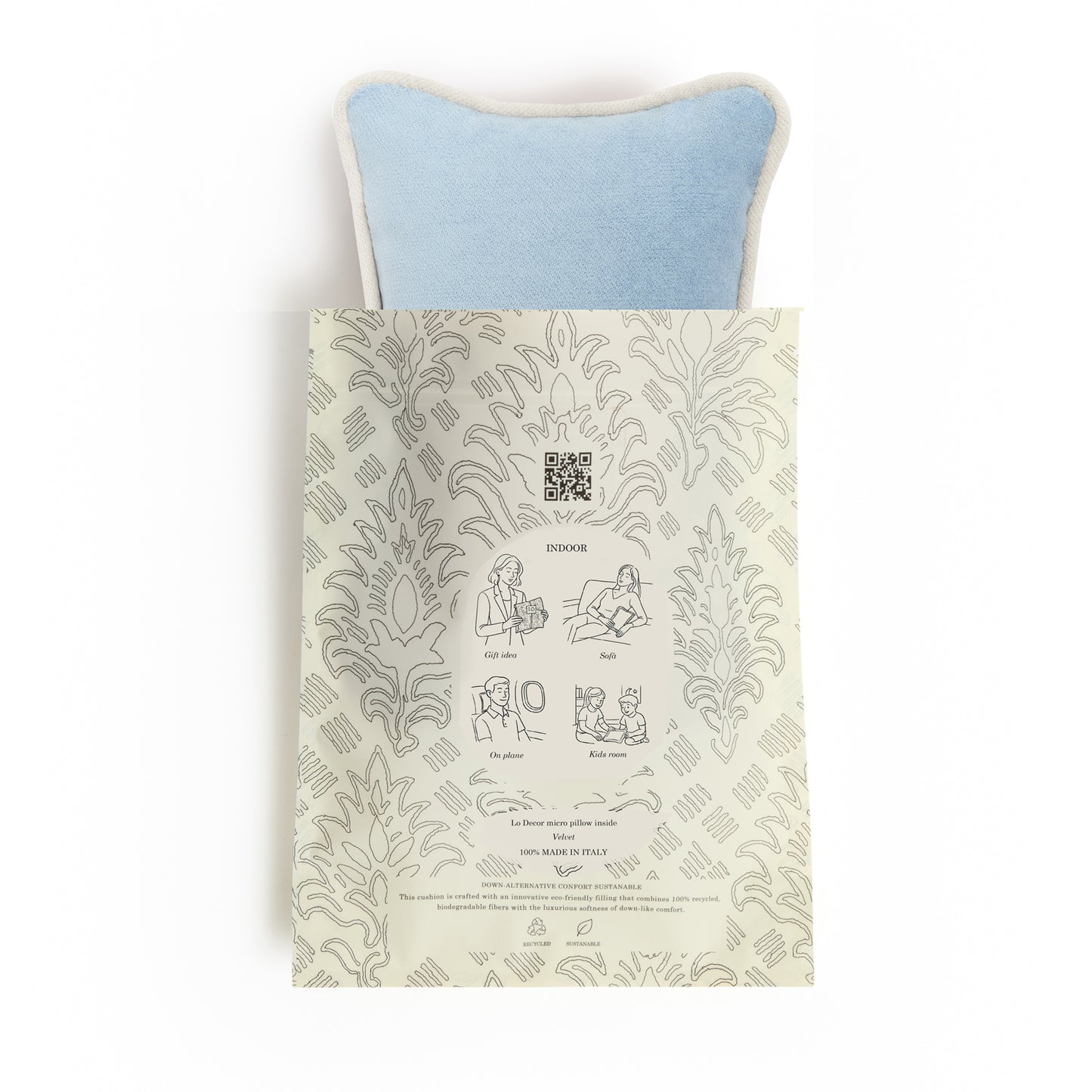MICRO PILLOW | Velvet Cushion Celeste Frame