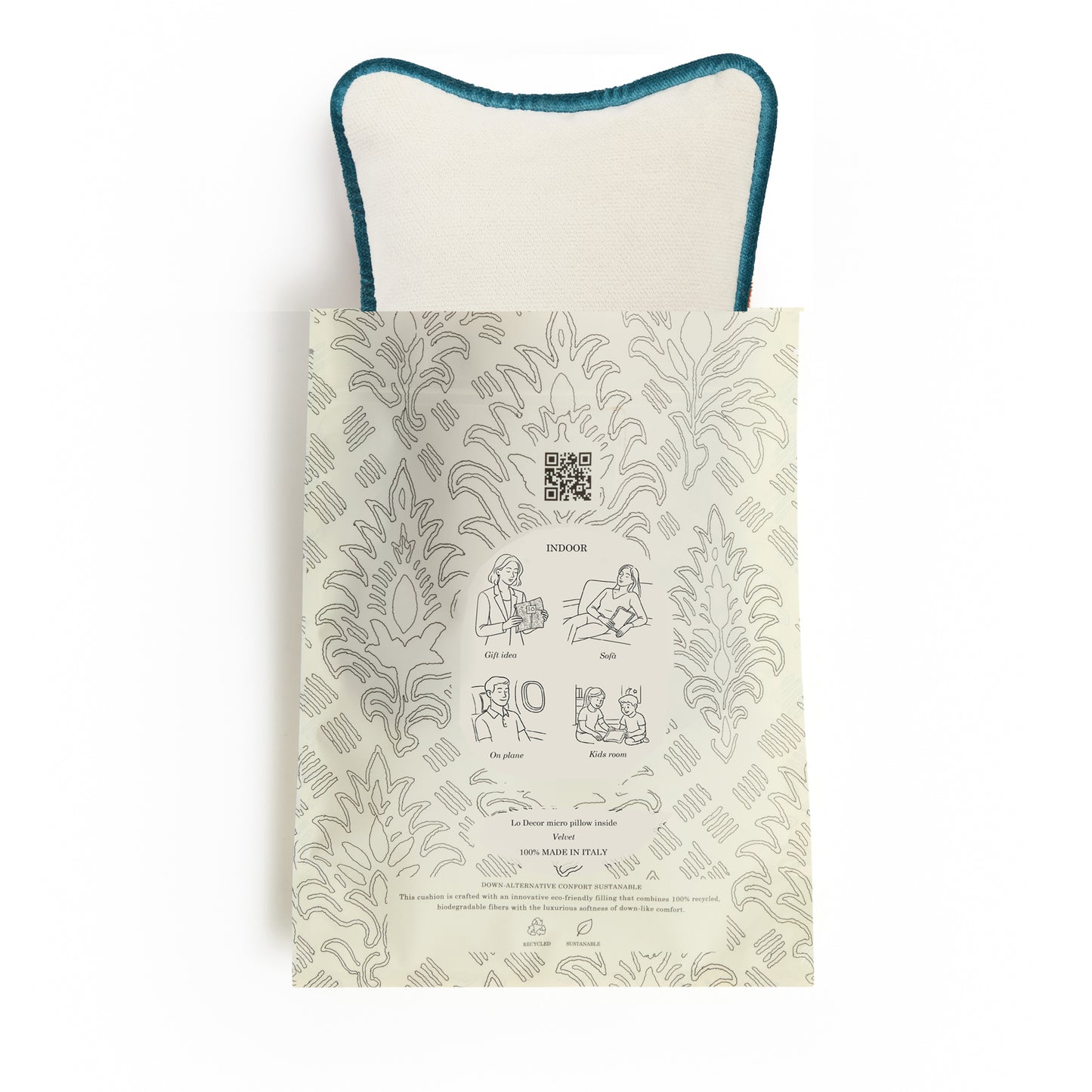 MICRO PILLOW | Velvet Cushion White&Blue Frame