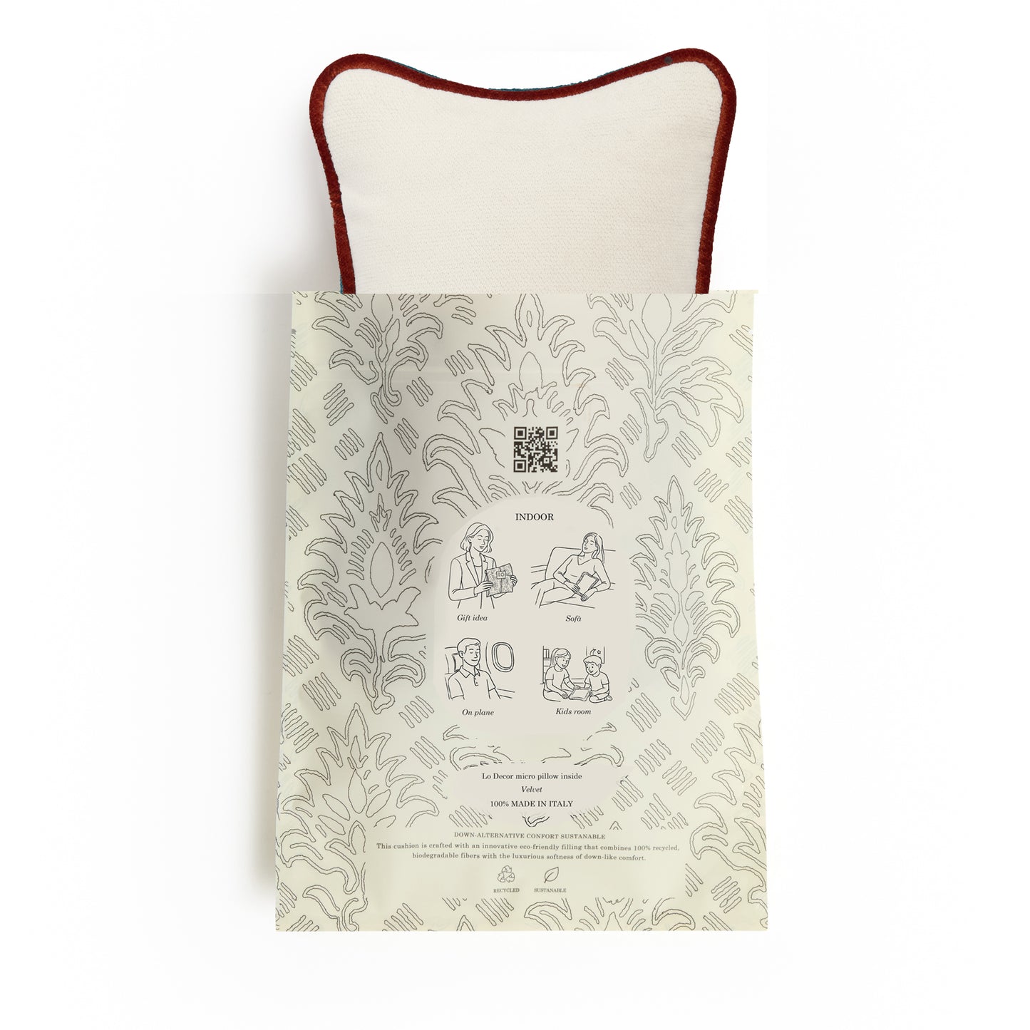 MICRO PILLOW | Velvet Cushion White&Brick Frame