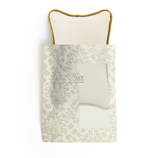 MICRO PILLOW | Velvet Cushion White&Mustard Frame
