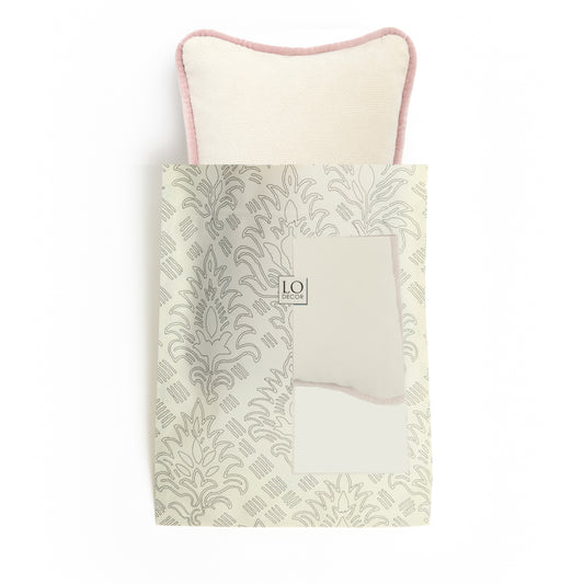 MICRO PILLOW | Velvet Cushion White&Pink Frame