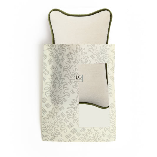 MICRO PILLOW | Velvet Cushion White&Green Frame
