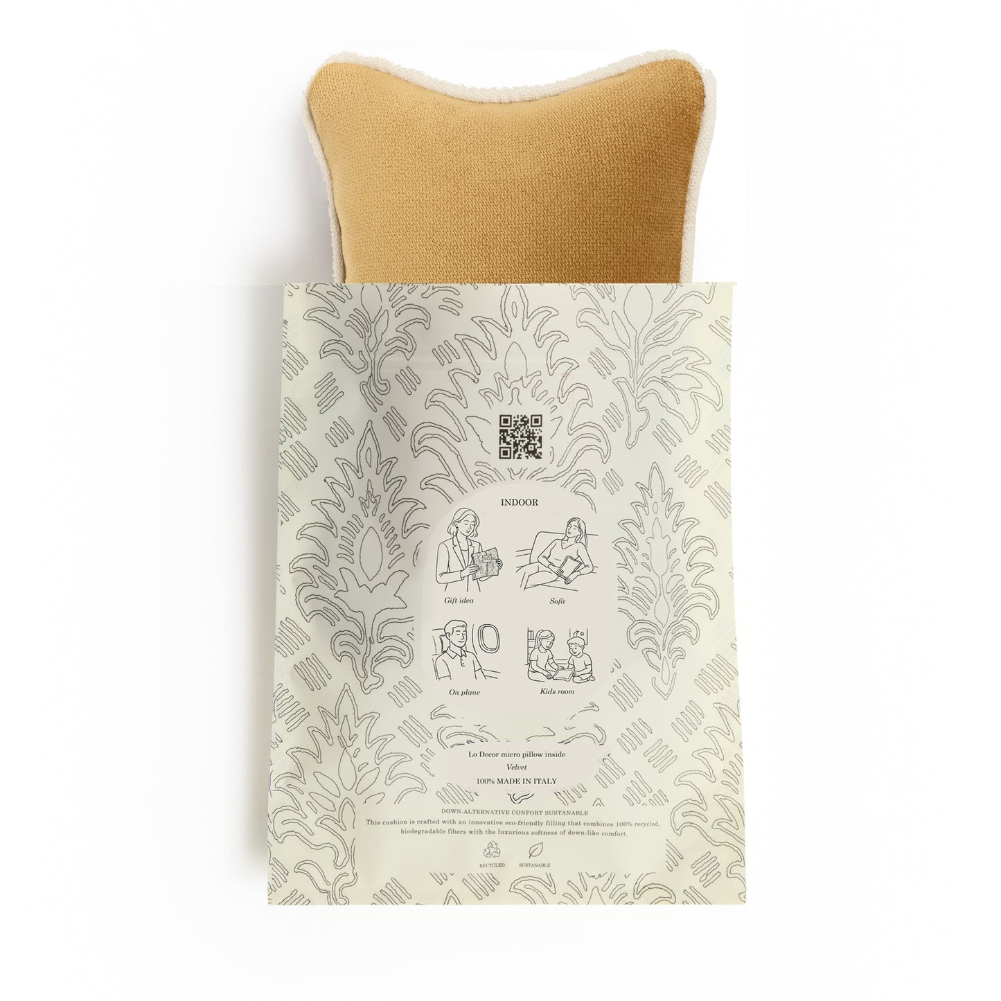 MICRO PILLOW | Velvet Cushion Gold Frame