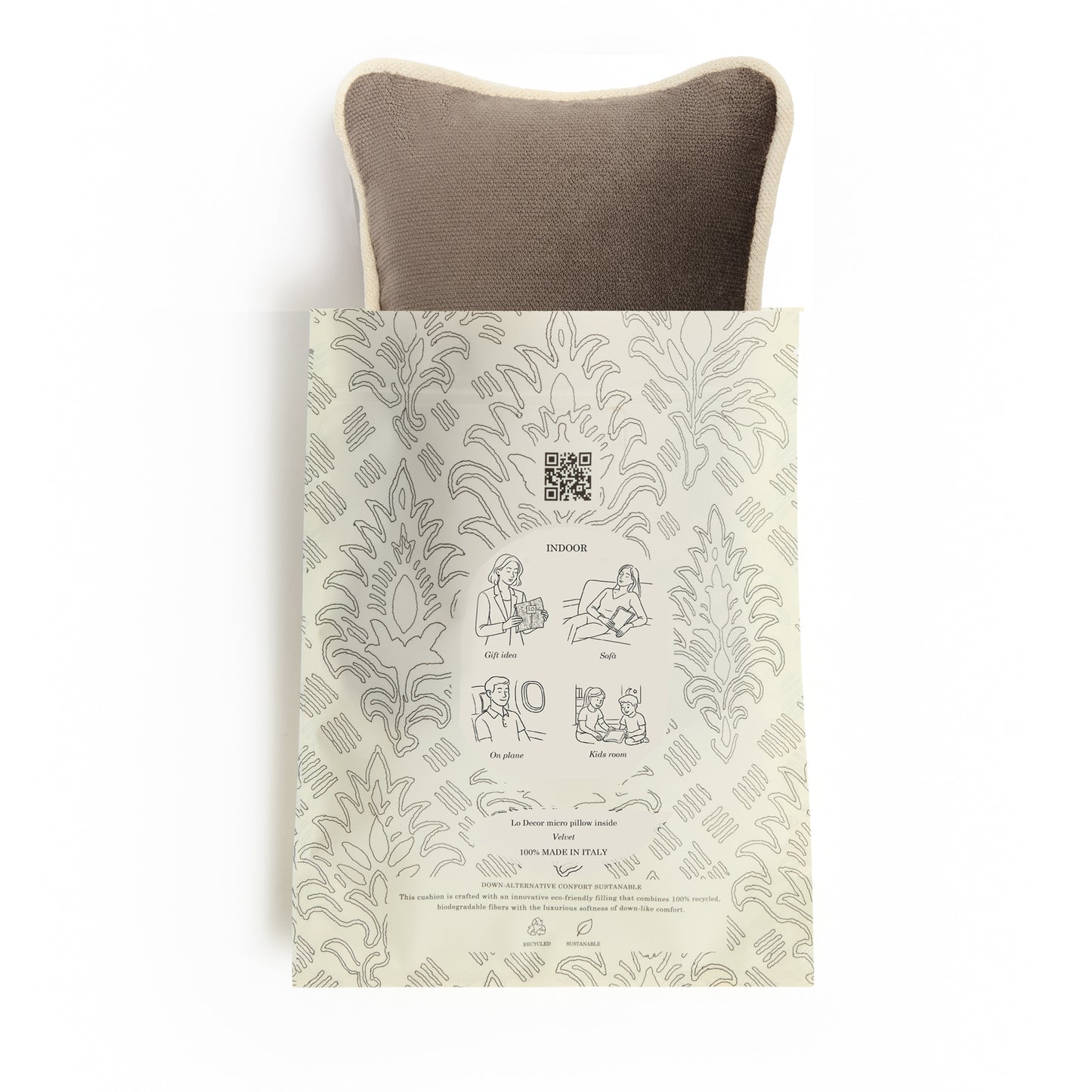 MICRO PILLOW | Velvet Cushion Grey Frame