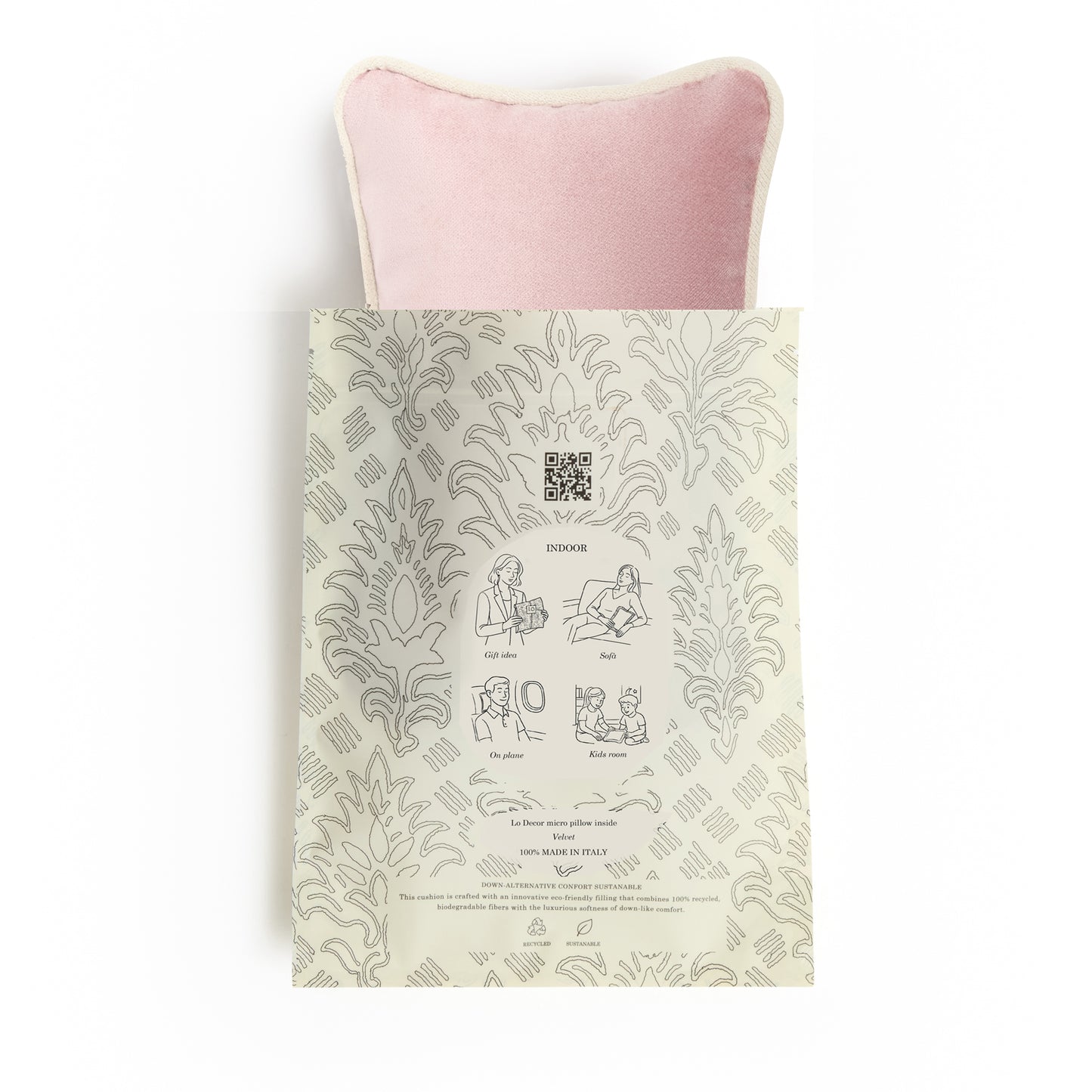 MICRO PILLOW | Velvet Cushion Pink Frame