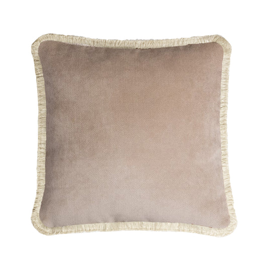 HAPPY PILLOW | Velvet Cushion BEIGE & CREAM
