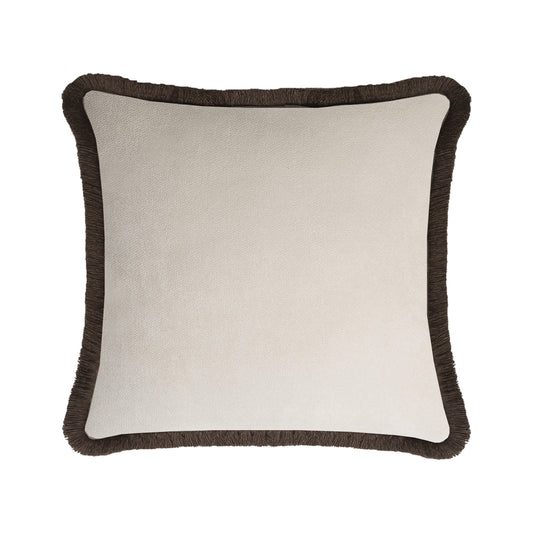 HAPPY PILLOW | Velvet Cushion DIRTY WHITE & CHOCOLATE