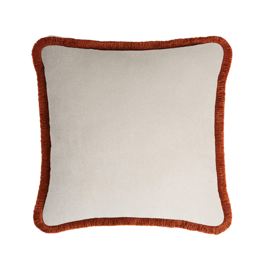 HAPPY PILLOW | Velvet Cushion DIRTY WHITE & BRICK
