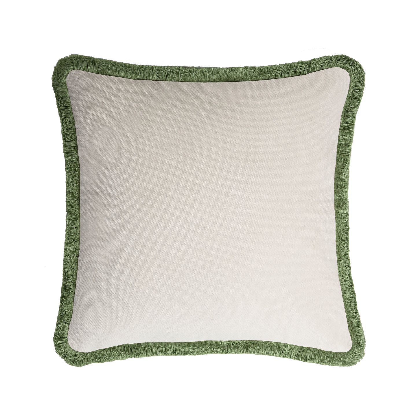 HAPPY PILLOW | Velvet Cushion DIRTY WHITE & GREEN