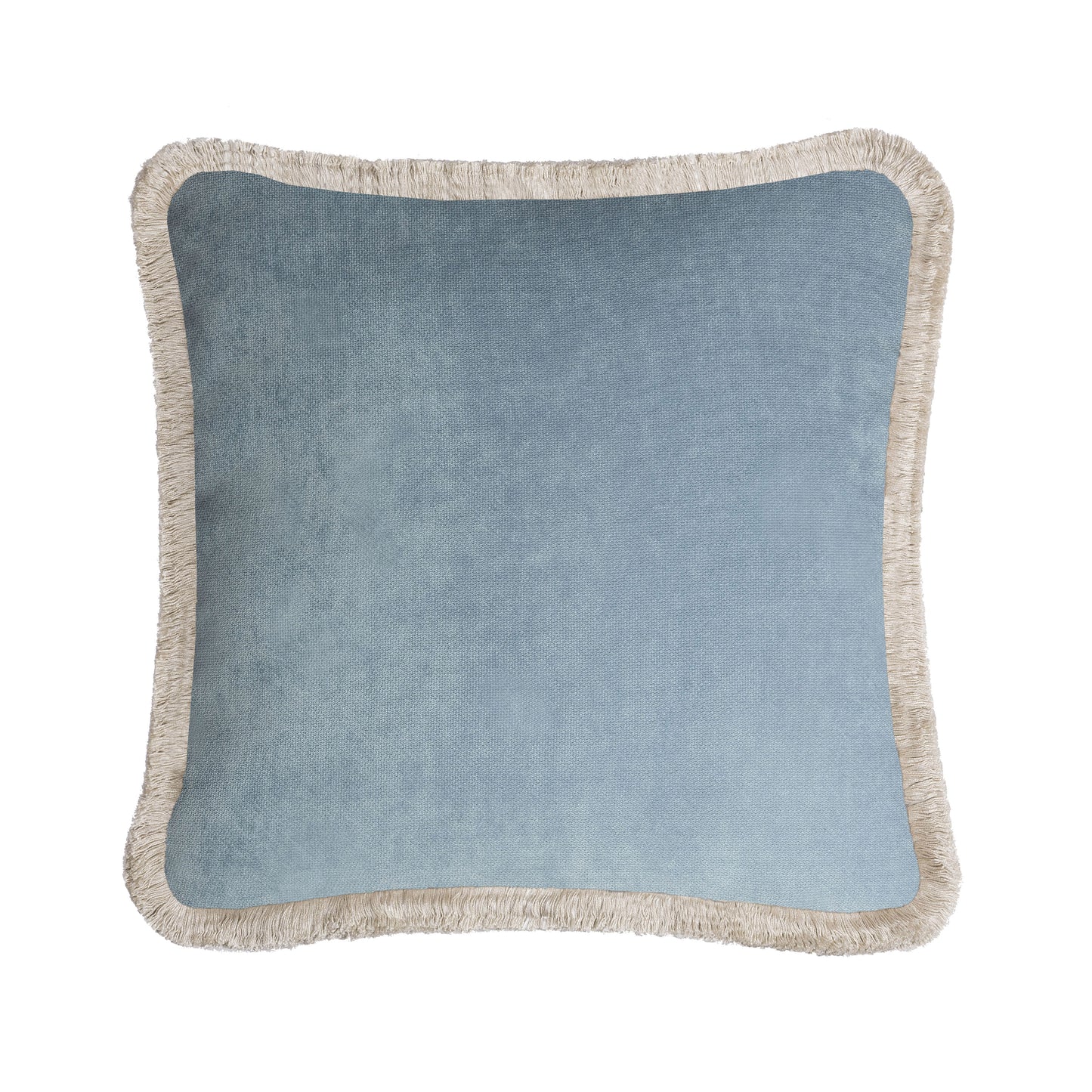 HAPPY PILLOW | Velvet Cushion LIGHT BLUE & DIRTY WHITE