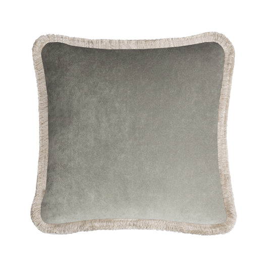 HAPPY PILLOW | Velvet Cushion PEARL & DIRTY WHITE