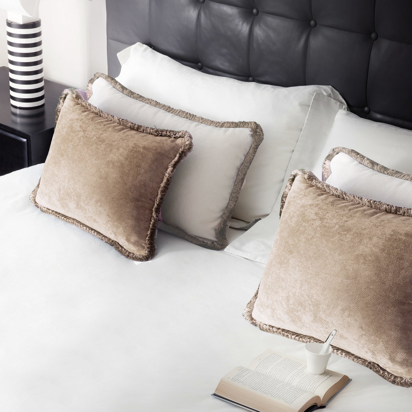 BED PILLOW | Velvet Cushion BEIGE SAHARA