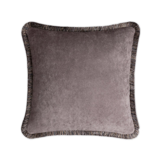 HAPPY PILLOW | Multicolor fringes GREY